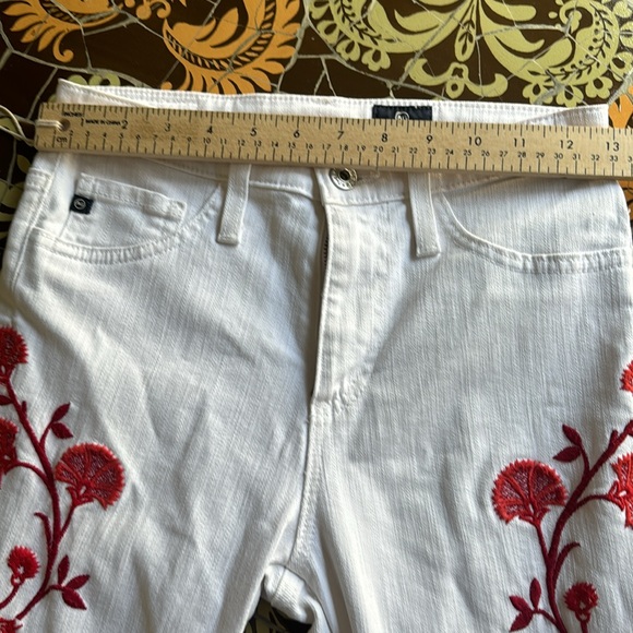 AG ADRIANO GOLDSCHMIED EMBROIDERED WHITE JEANS Sz: S - Picture 9 of 14